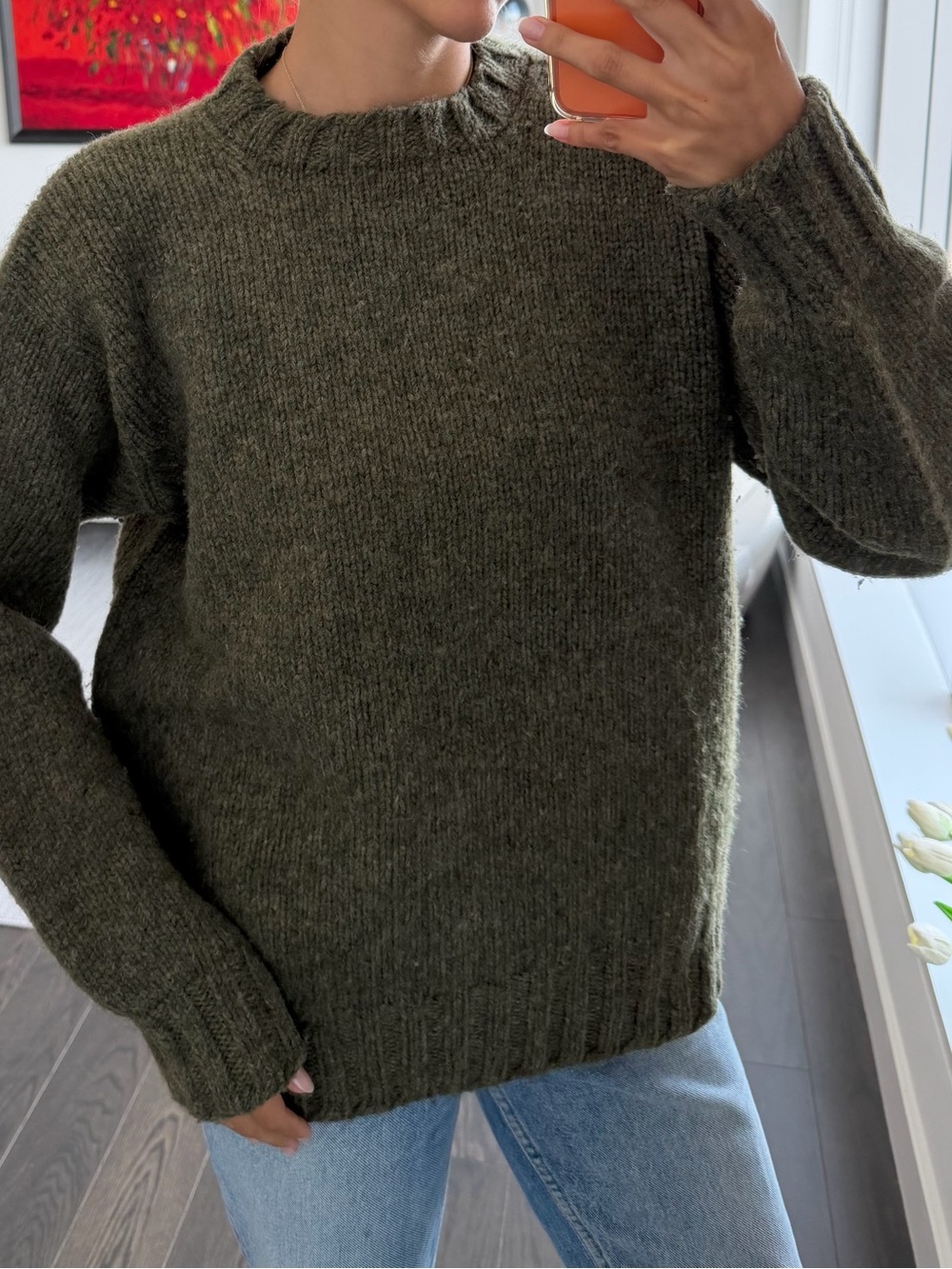 Vintage Shep Miller 100% Shetland Wool Sweater Olive Green Made in Scotland